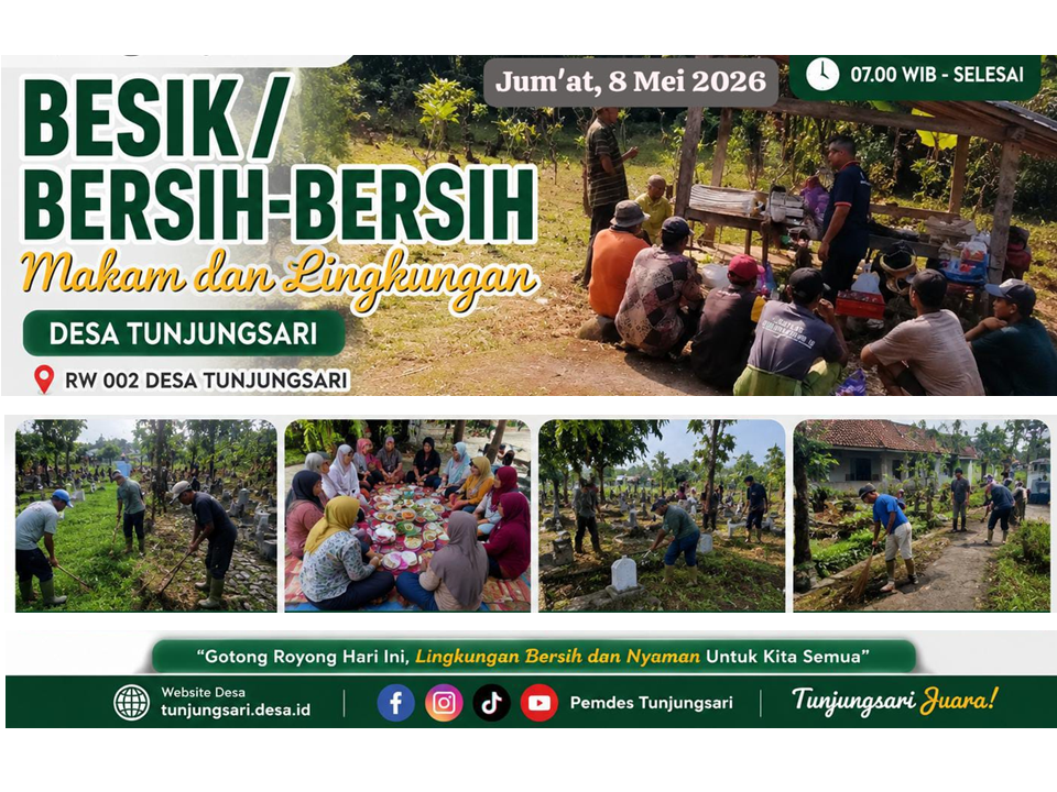 Warga RW 002 Desa Tunjungsari Gelar Kegiatan Bersih Makam dan Lingkungan Secara Gotong Royong